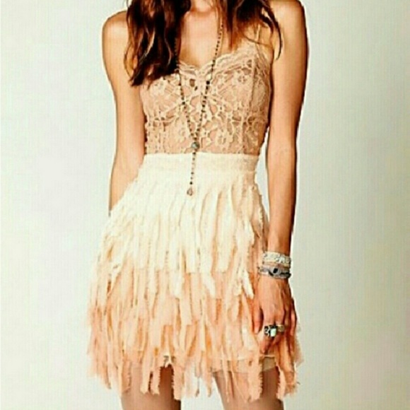 Free People Dresses & Skirts - FREE PEOPLE SEQUINED FEATHER SLIP OMBRE DRESS XS